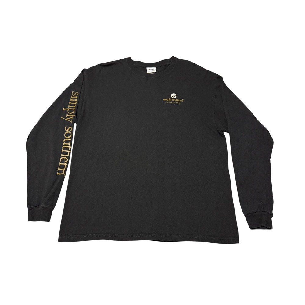 Simply Southern Happy Fall Yaay Long Sleeve Graphic T-Shirt Black XL